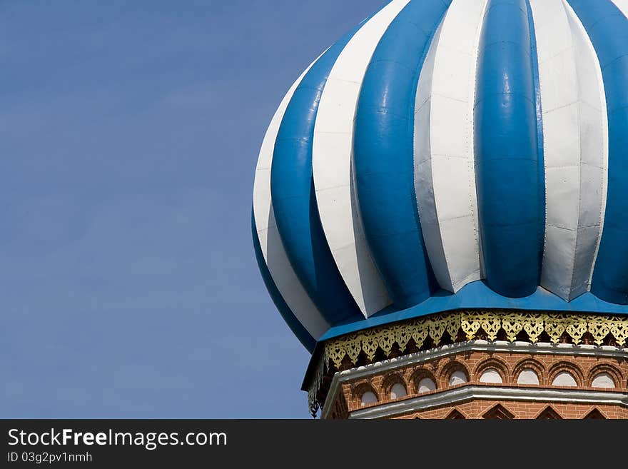 Detail from amazing St. Basils, blue white dome. Detail from amazing St. Basils, blue white dome