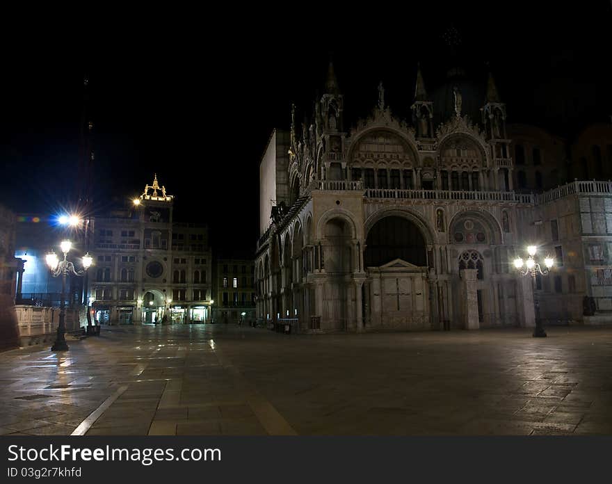 Venice, Rialto Bridge At Night, Italy