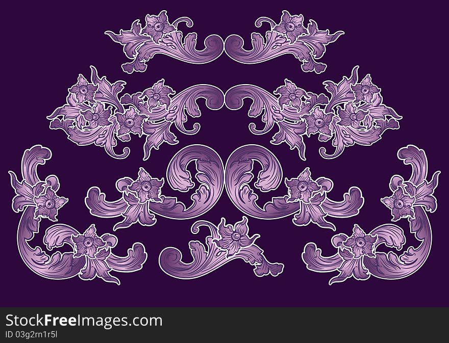 Purple floral elements of the Renaissance