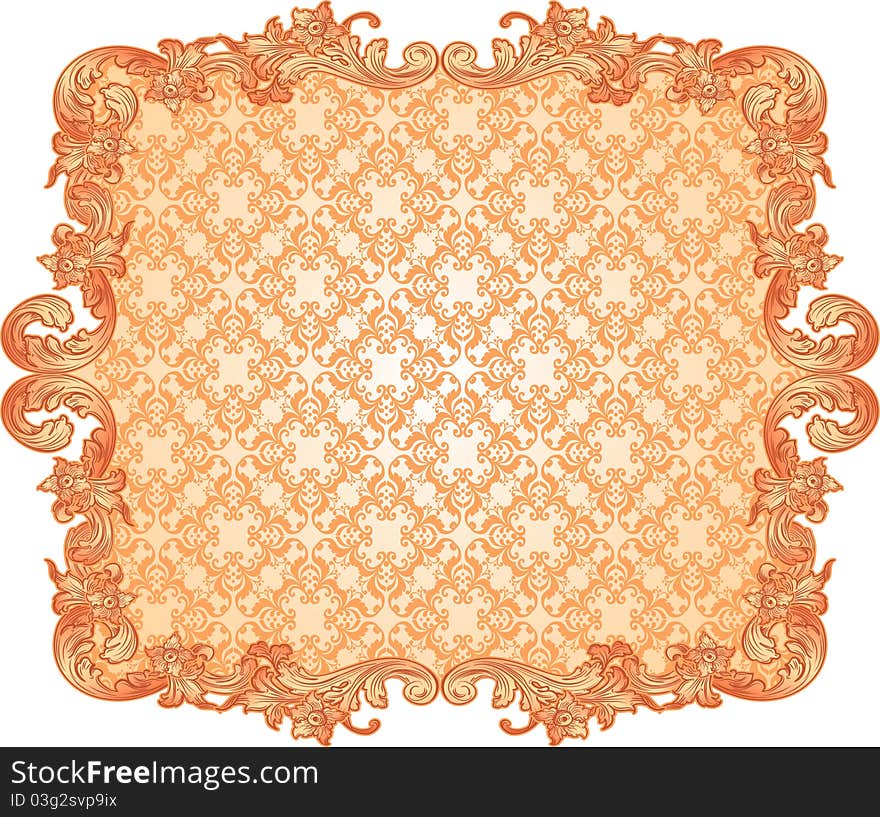 Orange floral background in Renaissance. Orange floral background in Renaissance