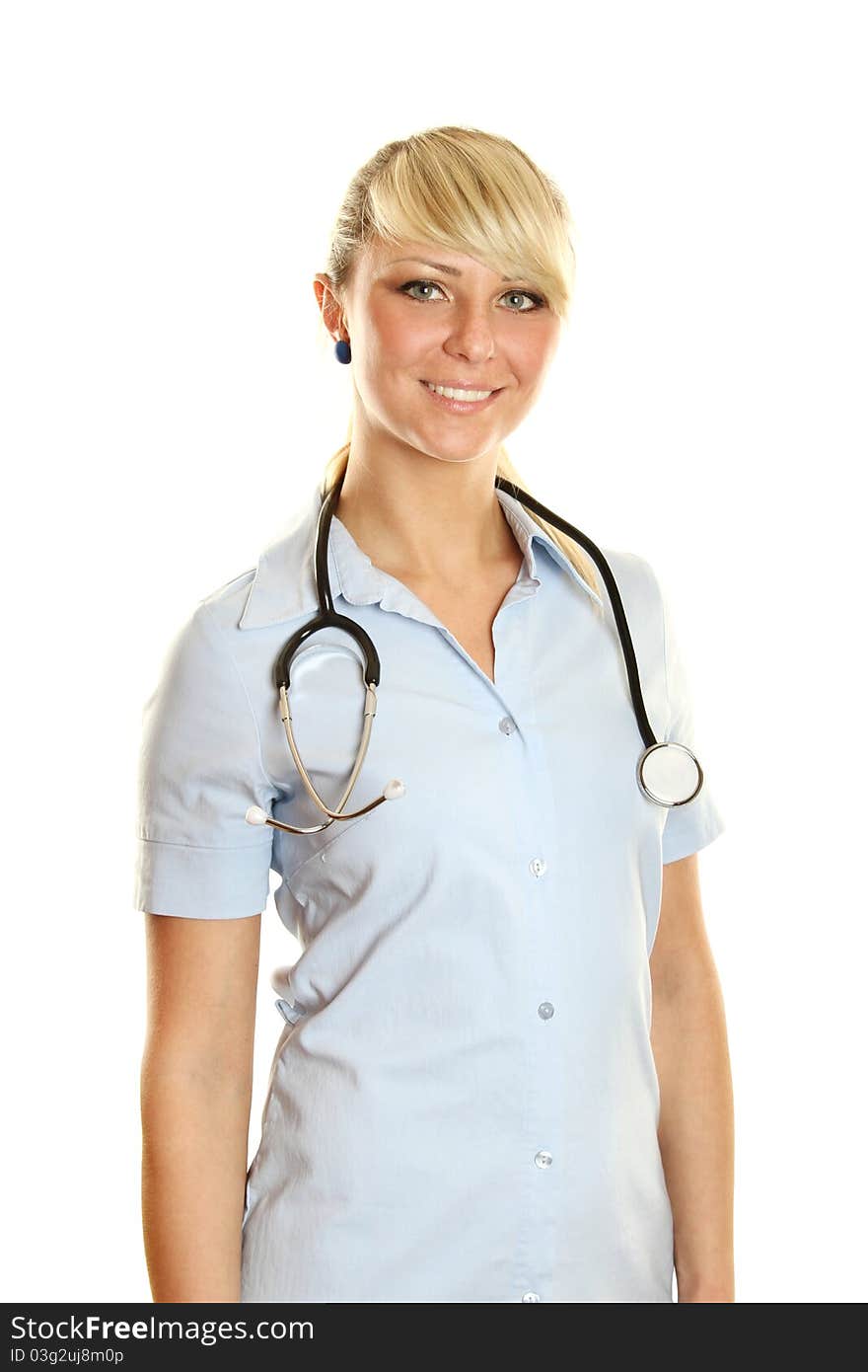 Close-up of a female doctor smiling with