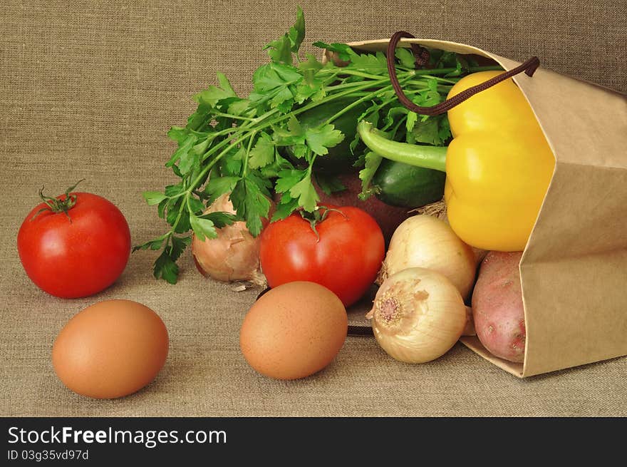 Vegetables in a paper package