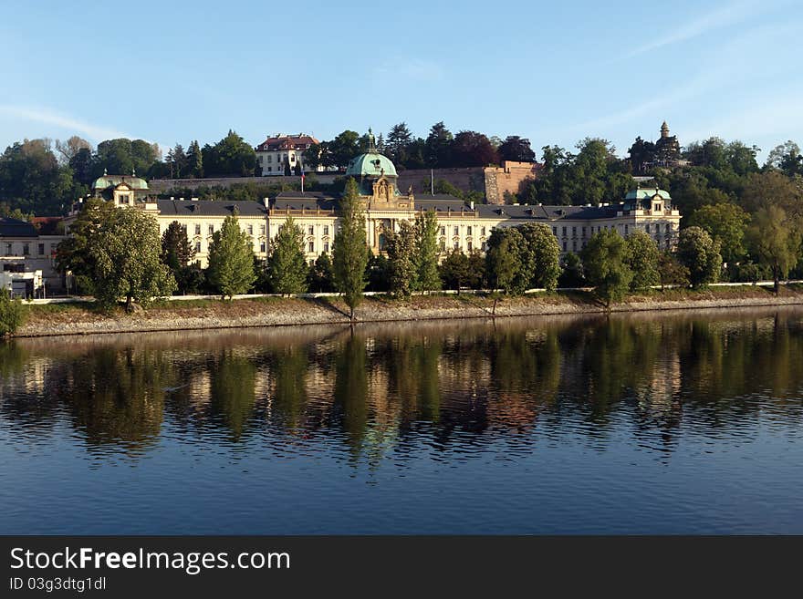 Prague. Government House on Vltava riverside. Prague. Government House on Vltava riverside.