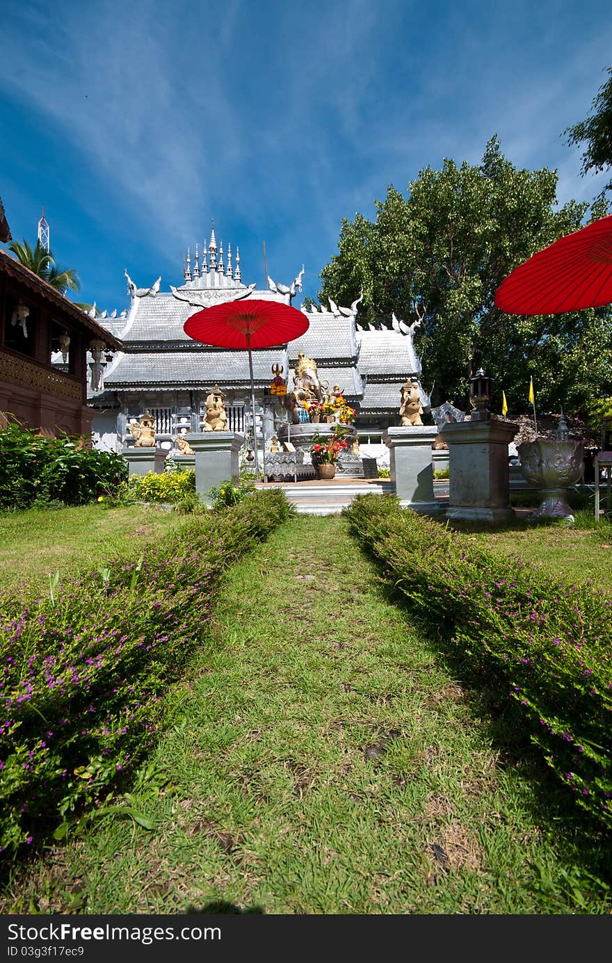 Very famous thai temple in nice composition