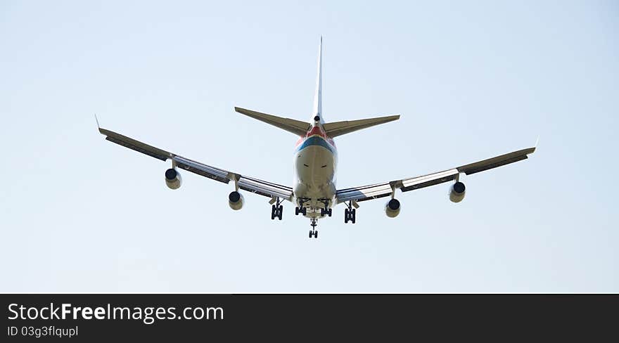 Aircraft approaching on the sky and landing. Aircraft approaching on the sky and landing