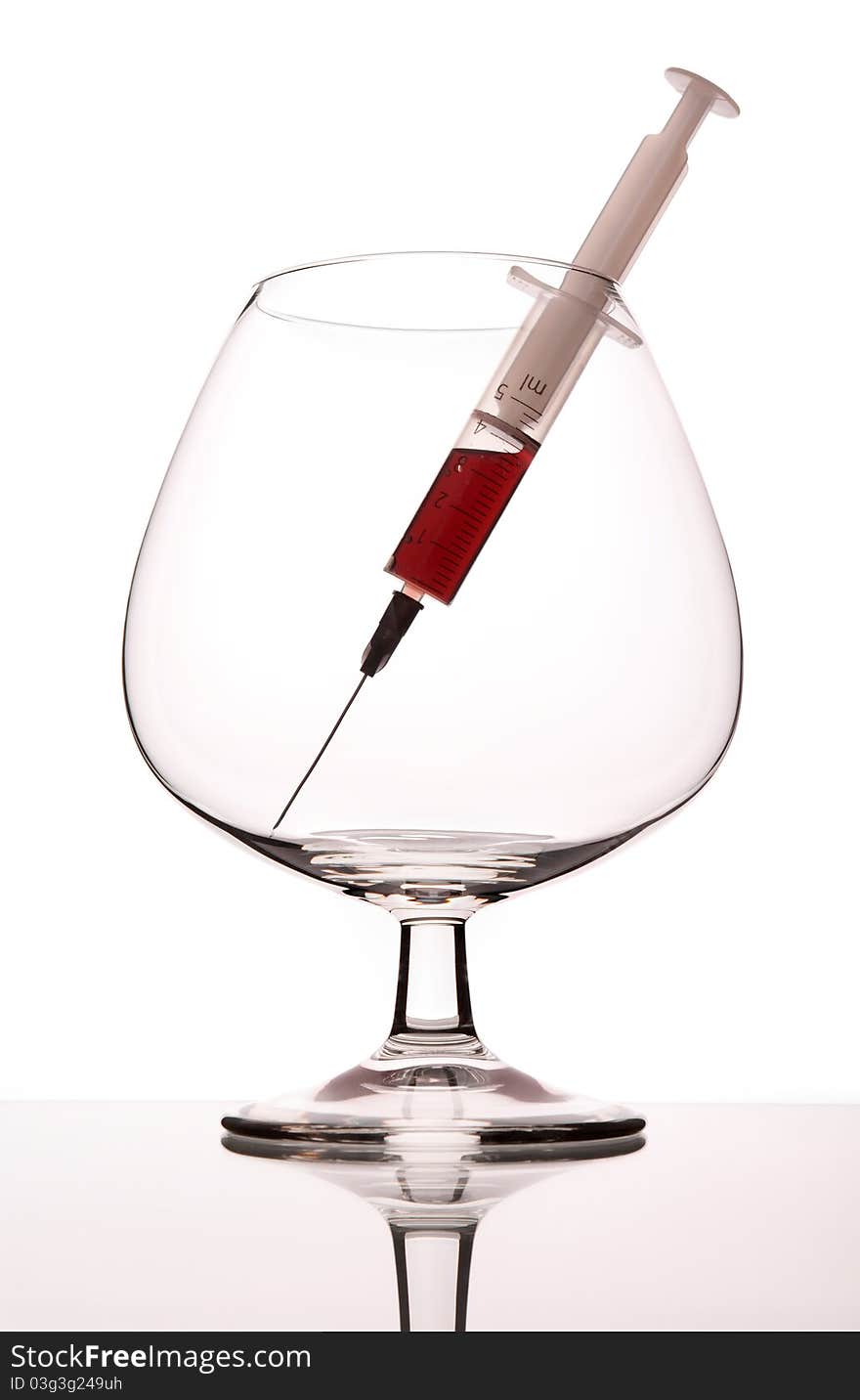 Syringe In Wineglass