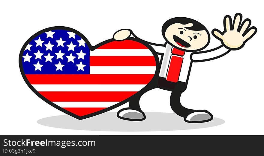 Illustration of love for america created by vector