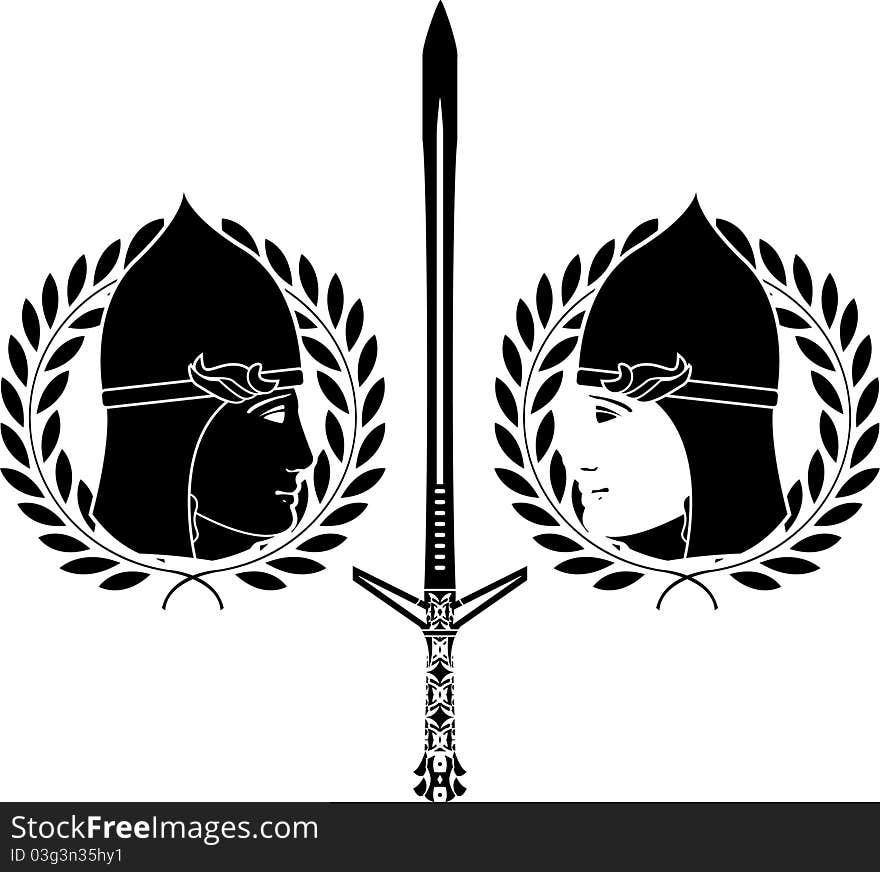 Slavonic warrior. stencil. vector illustration