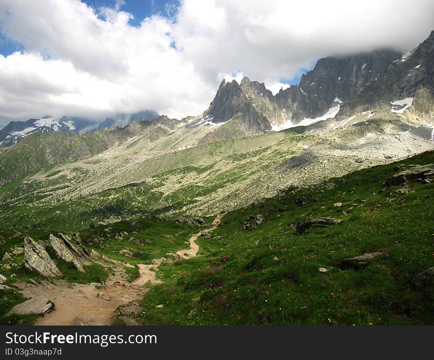 Landscape at 2000m not far from Lac Blanc (French Alps). Landscape at 2000m not far from Lac Blanc (French Alps)