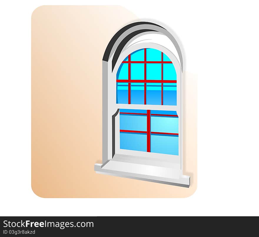 Classic window with arch seen from outside, vector format. Classic window with arch seen from outside, vector format