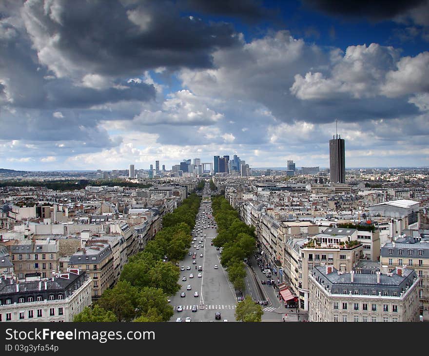 La Defense from Arch de Triumph, Paris. La Defense from Arch de Triumph, Paris