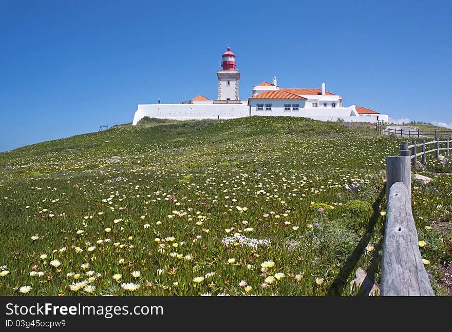 Roca cape lighthouse in Portugal, West most point of Europe ( Cabo da Roca)