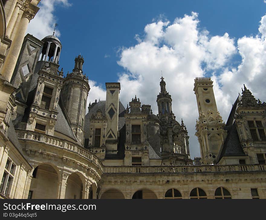 View of the facade of the Castle of Chambord, France