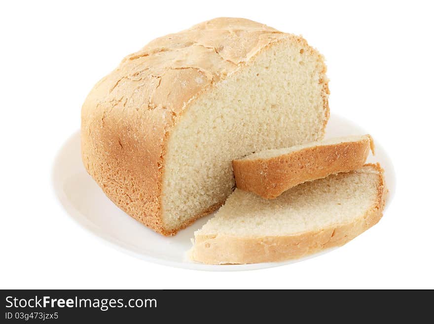 Bread on an white plate. Bread on an white plate