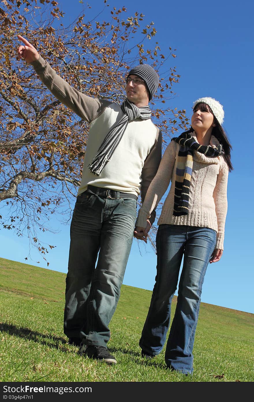 Young couple walking