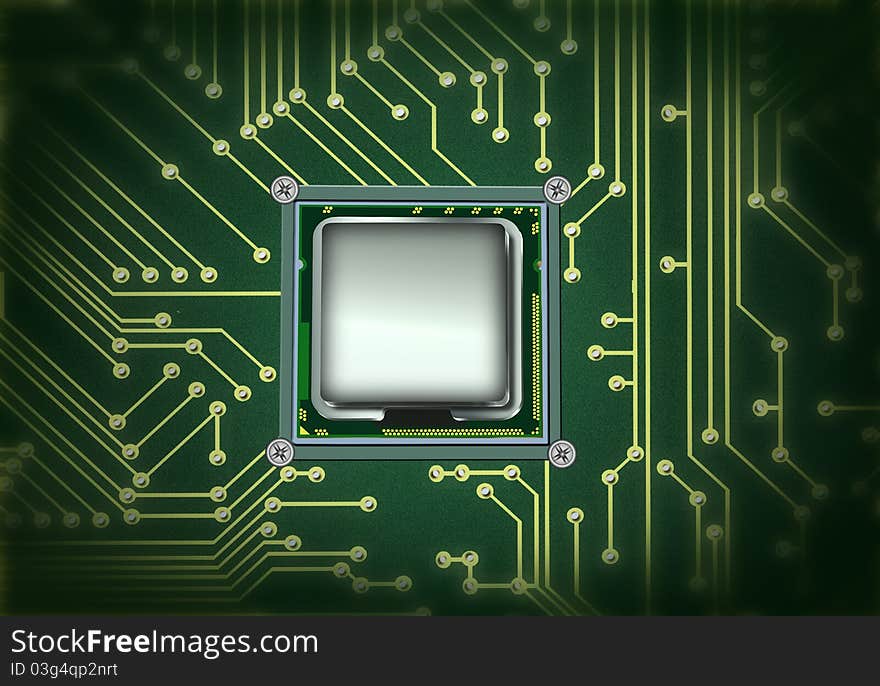 Abstract microchip with motherboard circuit