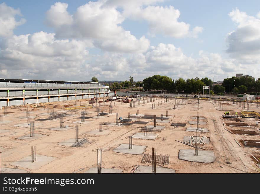 Construction site. Preparing the land for a building.