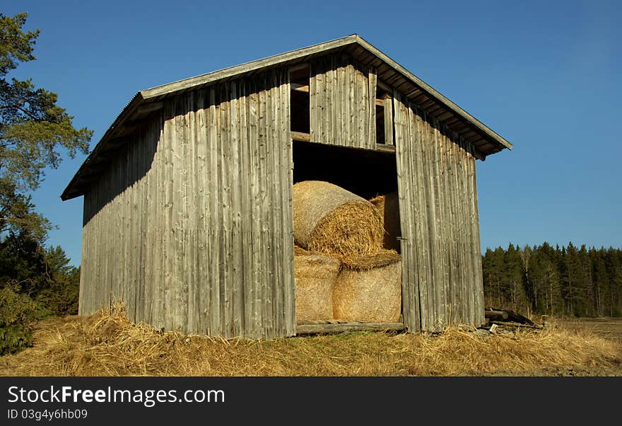 Country barn with hay