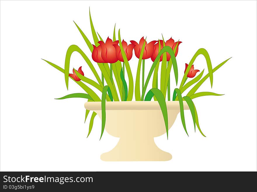 Vector illustration of flowers in ceramic vase. Vector illustration of flowers in ceramic vase