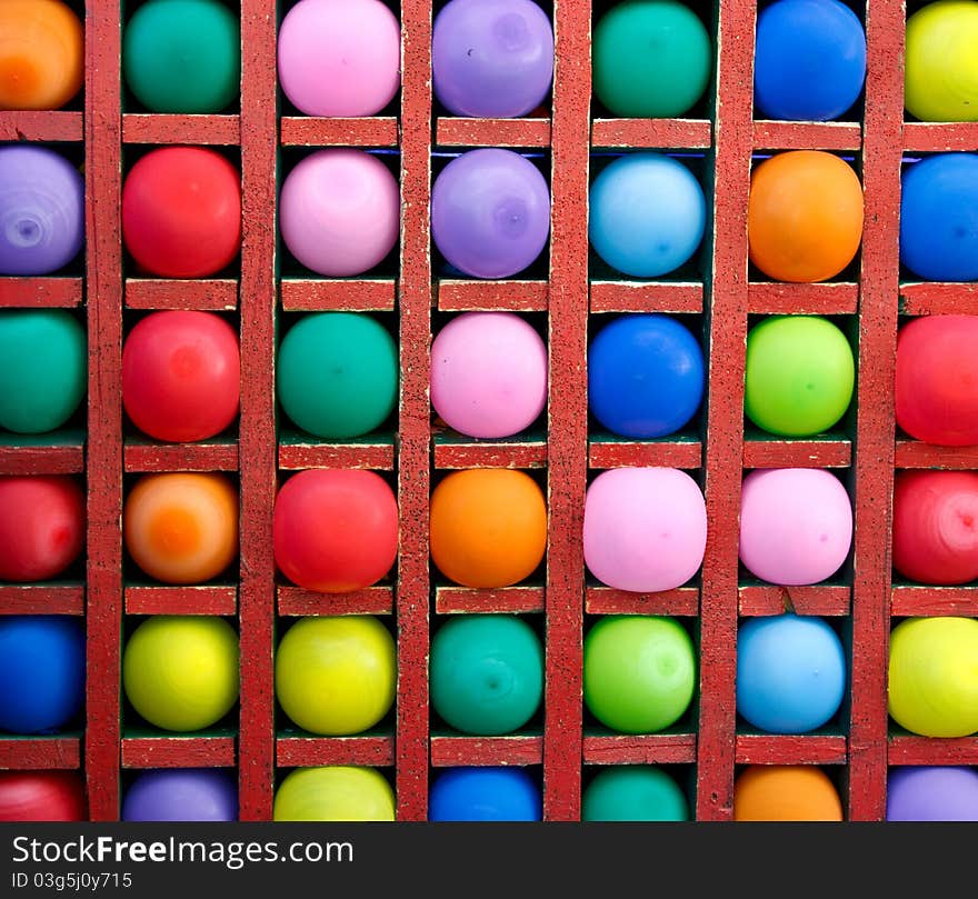 Colorful balloons as targets. The photo was taken in the children's park.