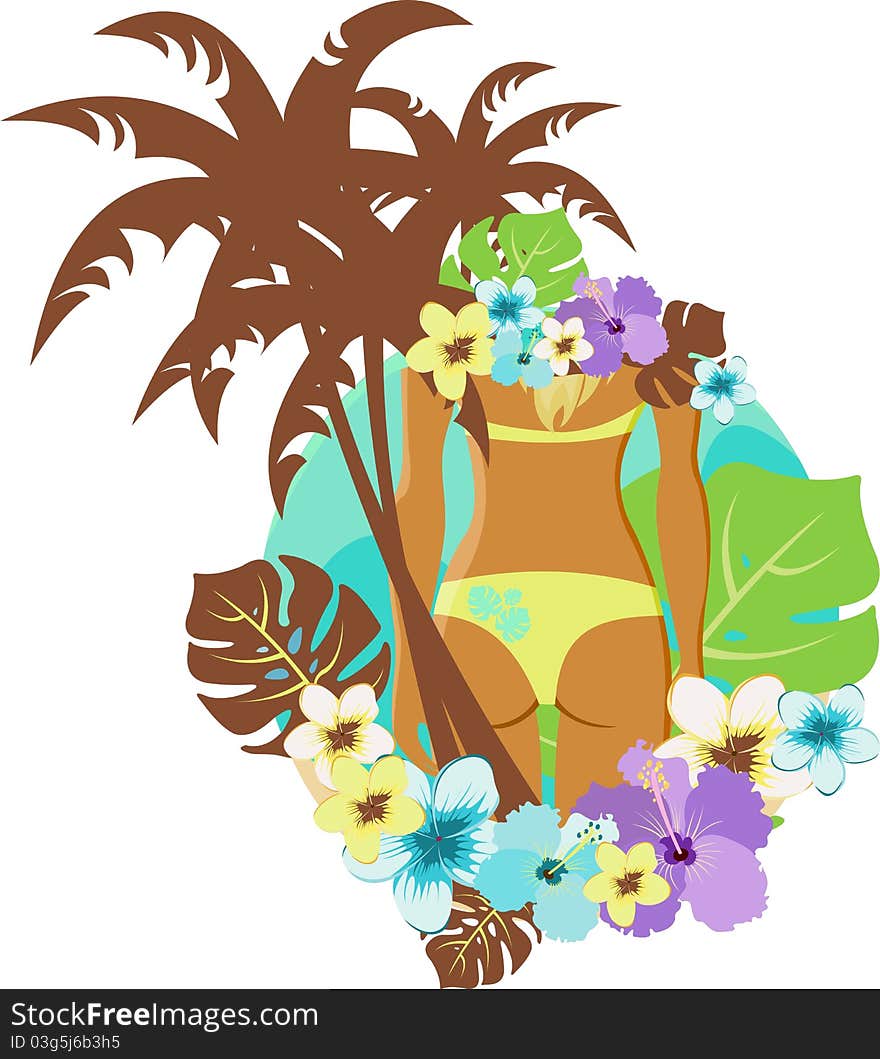 Vector illustration whith tropical flowers. Vector illustration whith tropical flowers