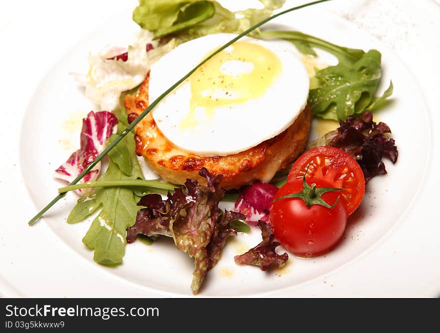 Sandwich on a Plate with egg and tomatos