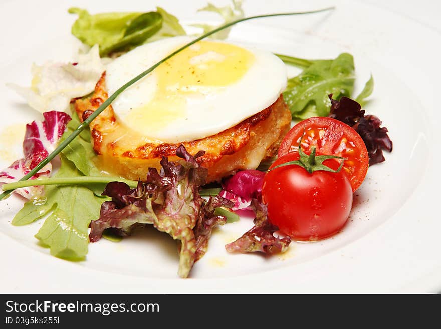 Sandwich on a Plate with egg and tomatos