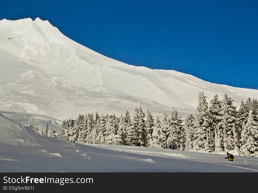 Mount Hood with Hiker