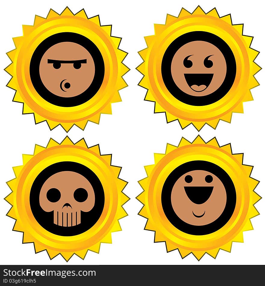 Smiley award icon set isolated