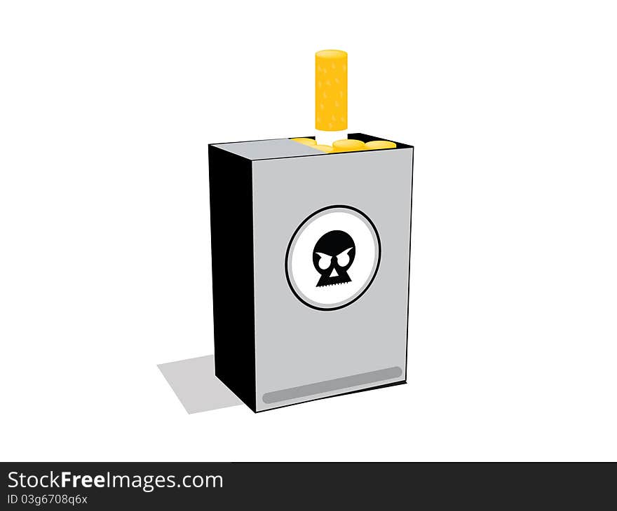 Cigarettes in box with skull logo to represent death. Cigarettes in box with skull logo to represent death.