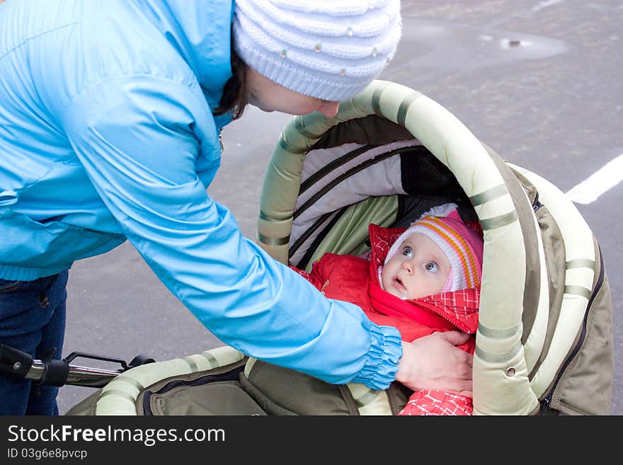 A woman with a baby