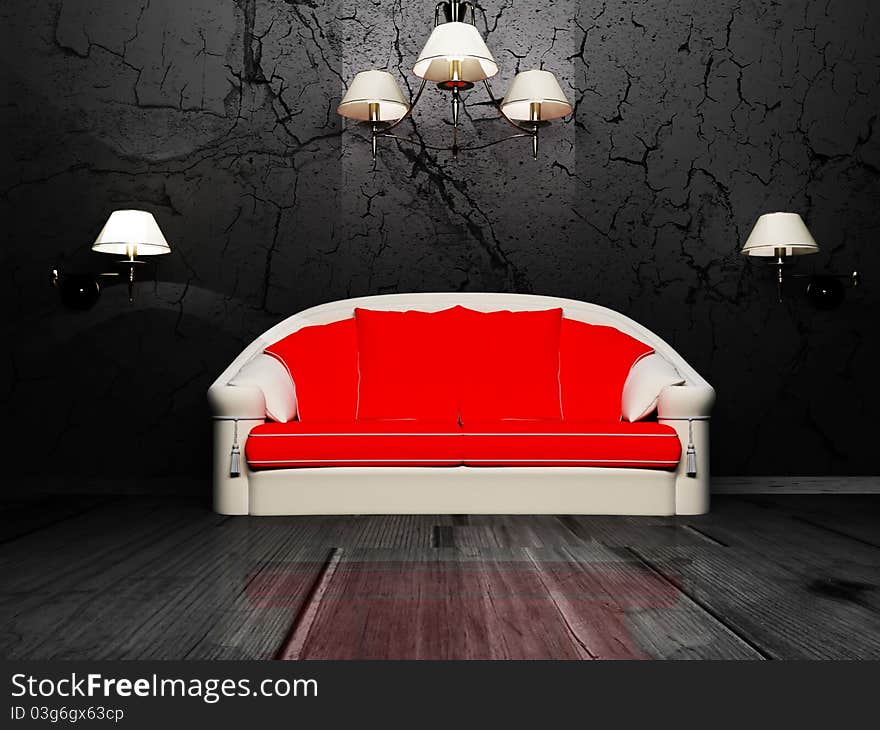 Modern interior design of living room with a sofa, the lamps. Modern interior design of living room with a sofa, the lamps