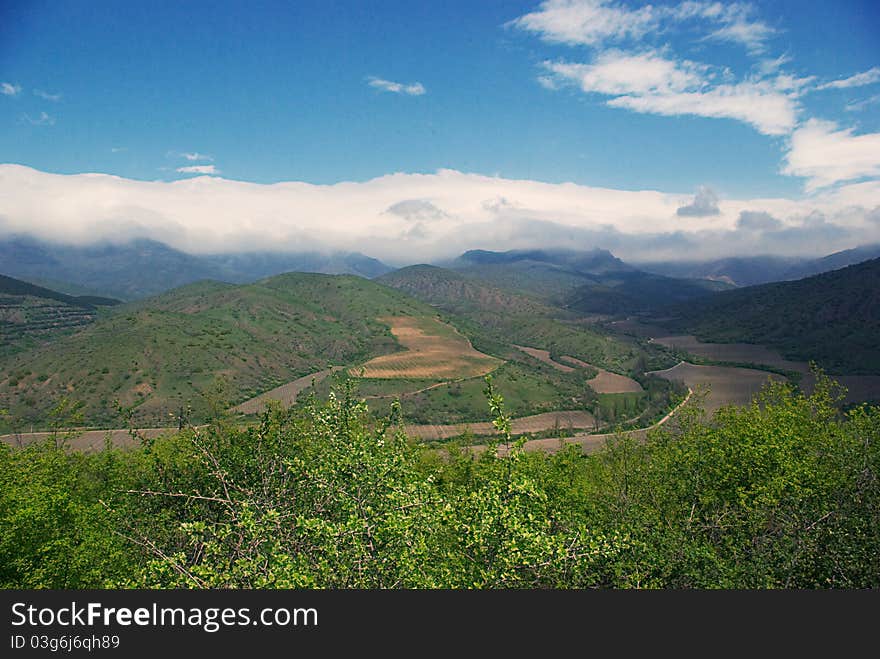 Panorama of a green hill. Panorama of a green hill