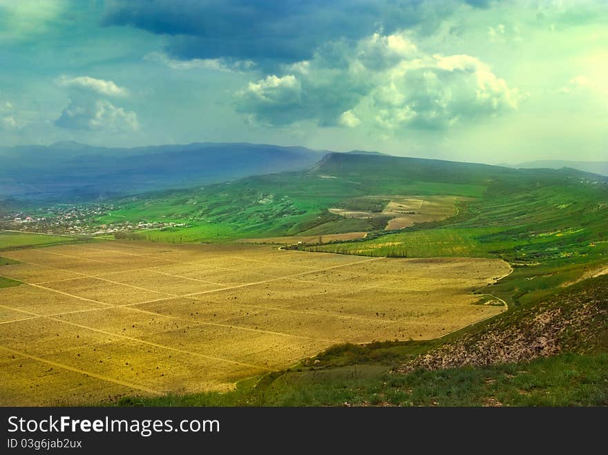 Panorama of a green hill. Panorama of a green hill