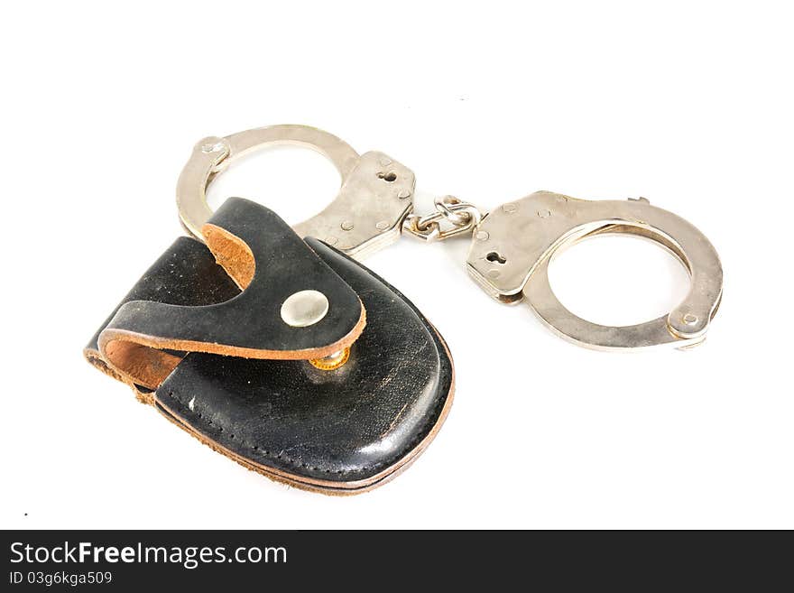 Handcuffs isolated on white background