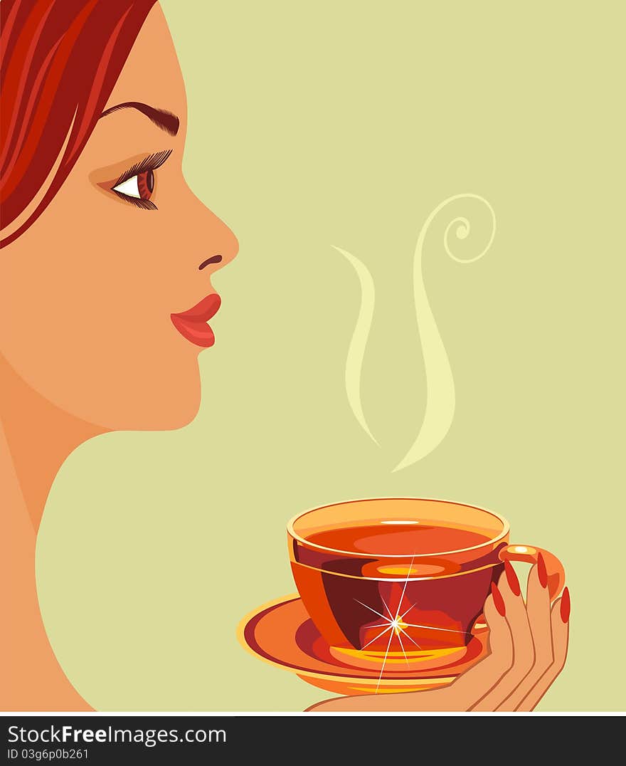 Girl with cup of hot tea. Girl with cup of hot tea.