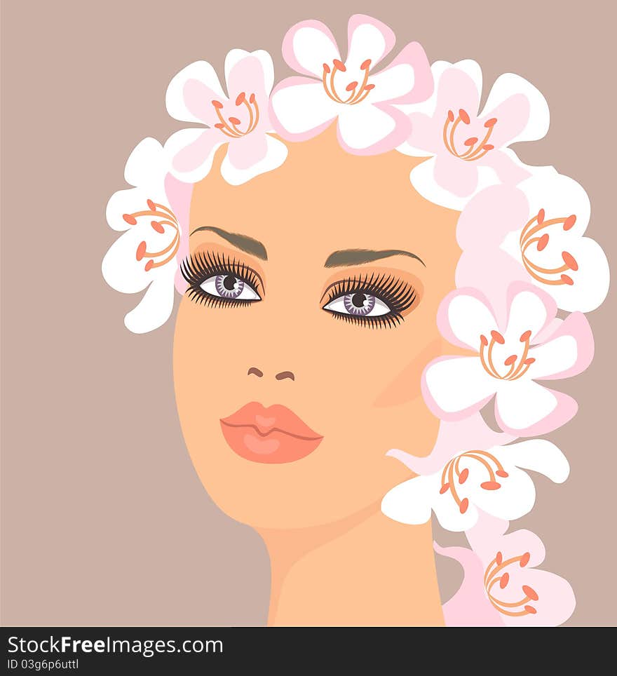 Portrait of beautiful blonde with flower. Portrait of beautiful blonde with flower