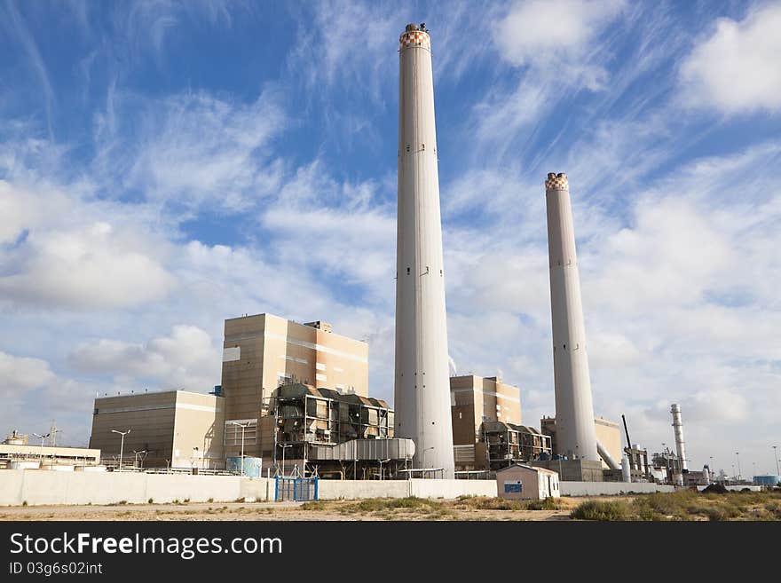 Modern Industry - Power Plant at Sunset