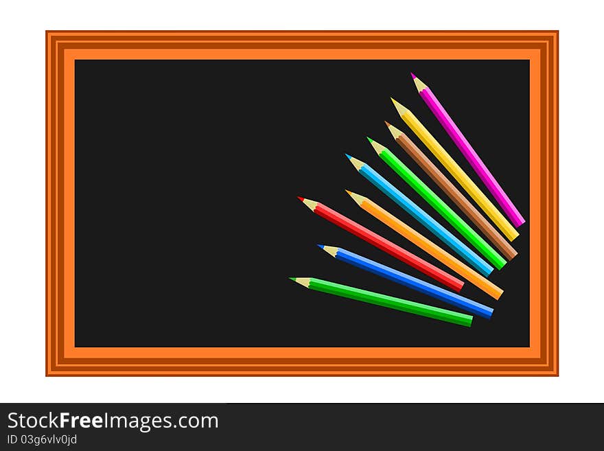 Colored pencils blackboard