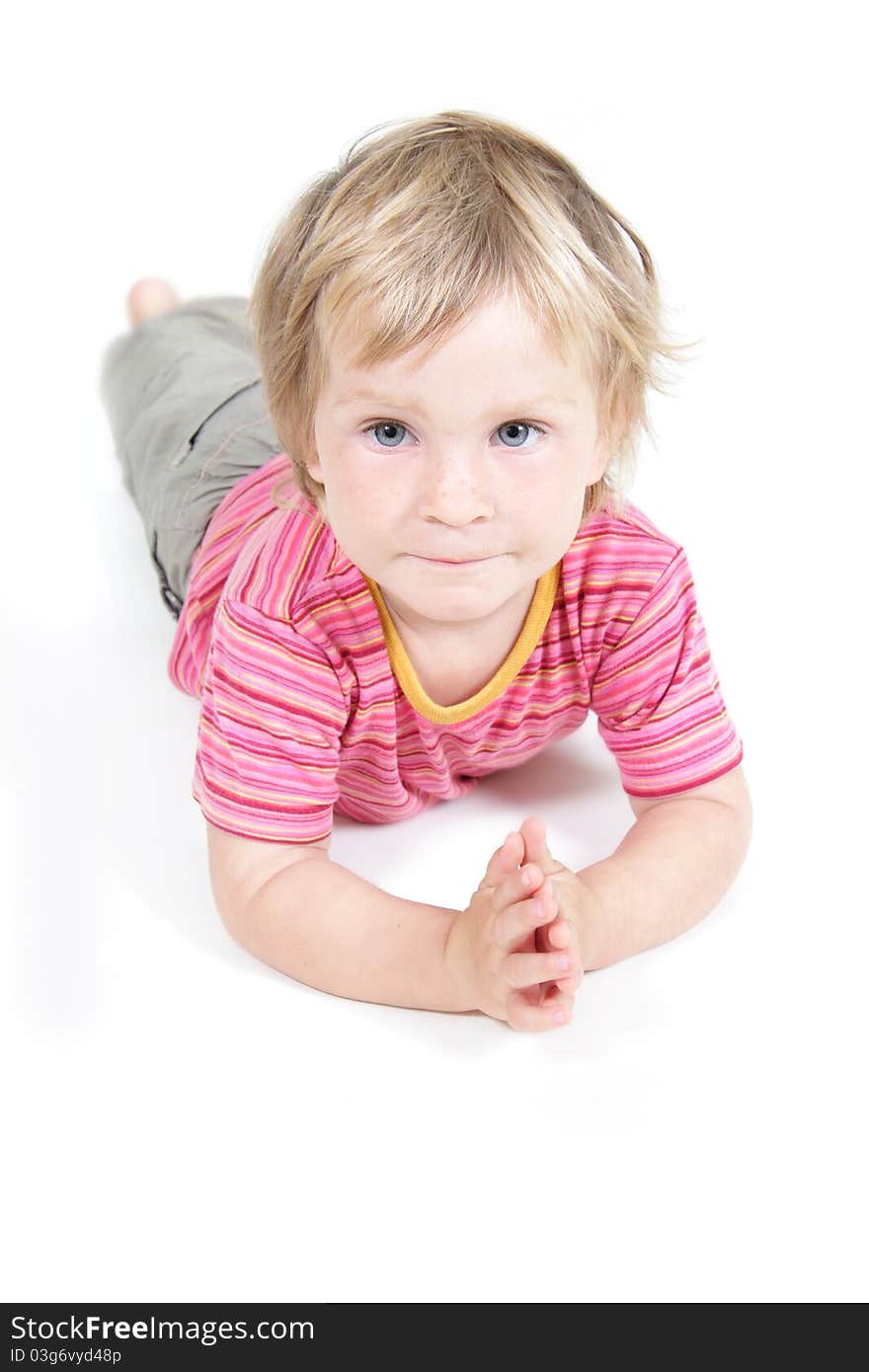 Cute child over white background