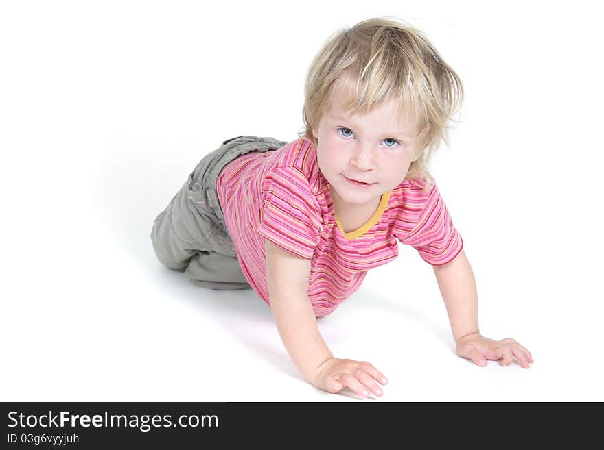 Cute child over white background