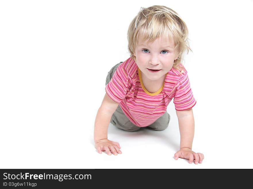 Cute child over white background