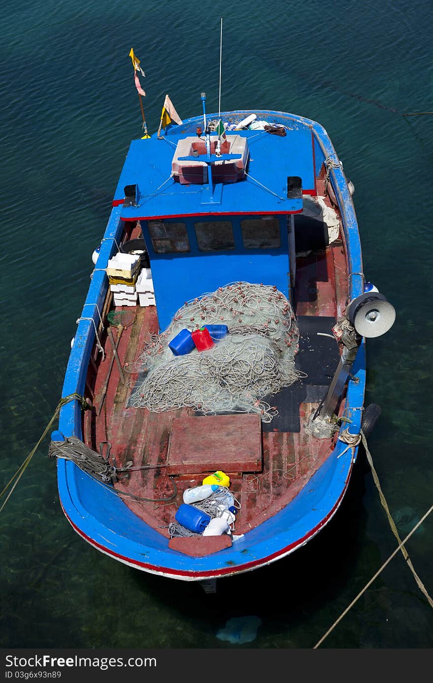 A closeup traditional italian fishboat