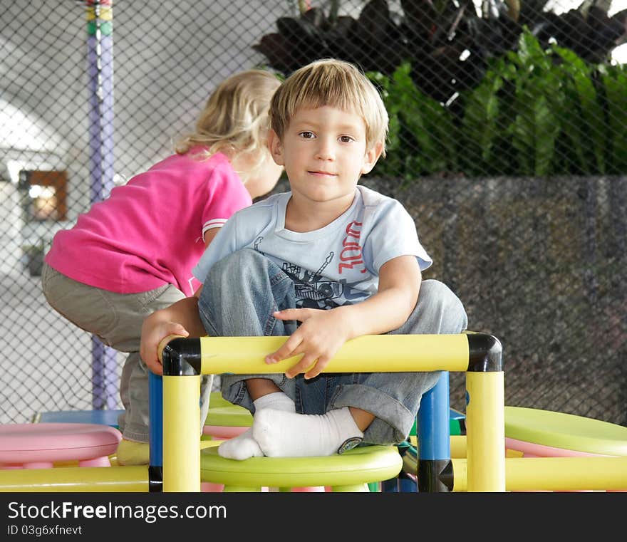 Children on playground in airport