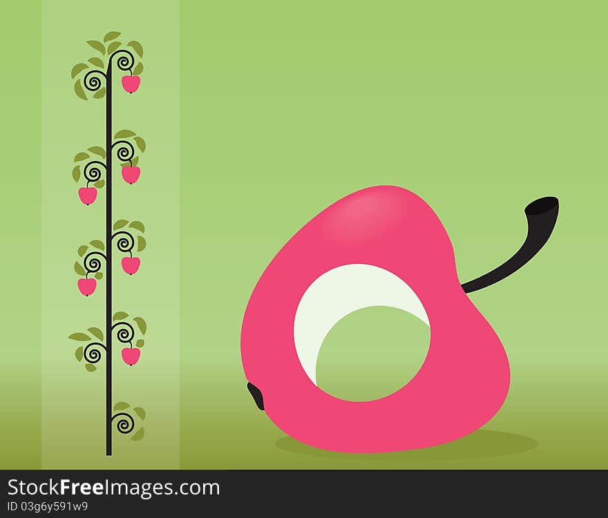 Background with apple and abstract tree