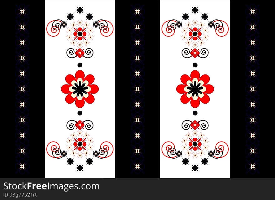 Pattern decorative vertical ornament on white background