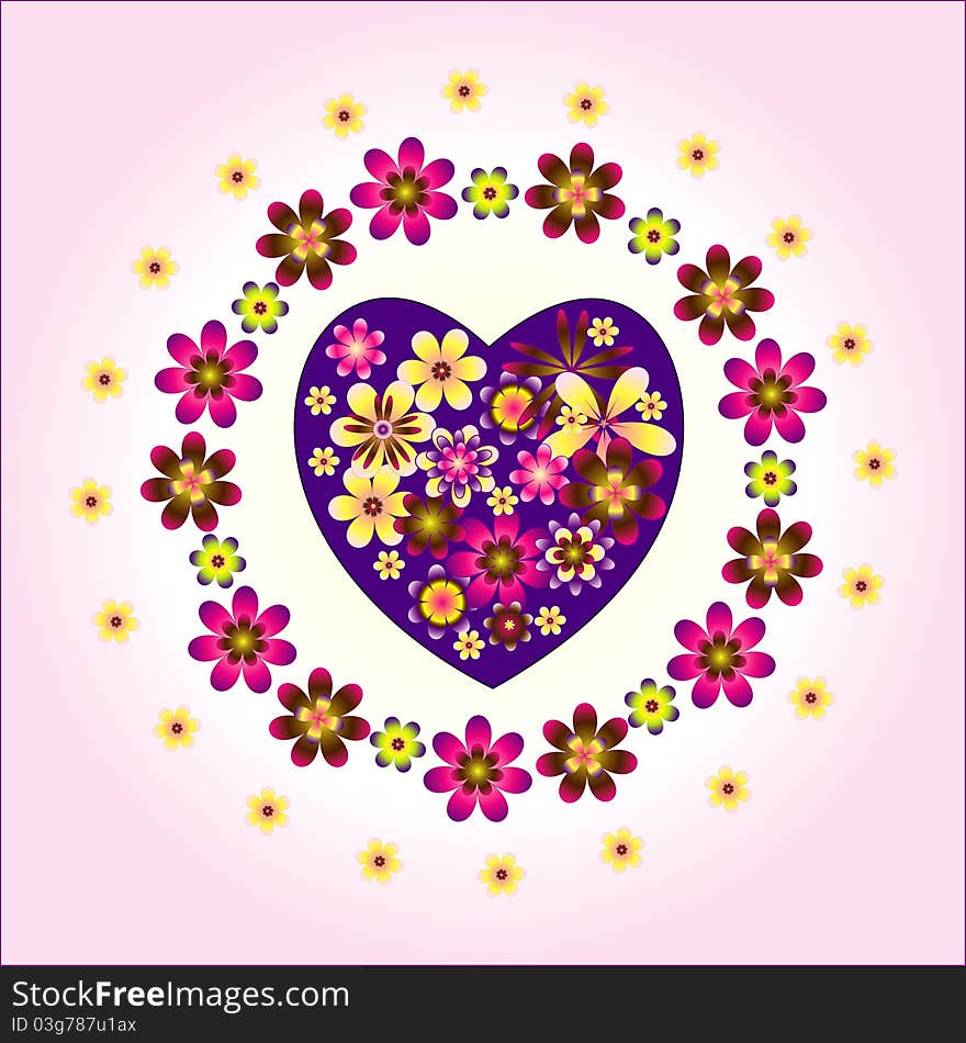 Heart decorative with circle flower