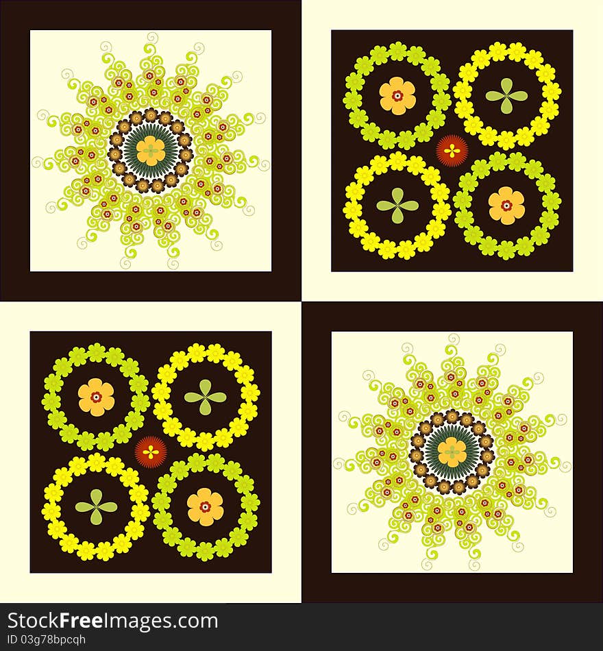 Pattern Flower Circle On Square Background