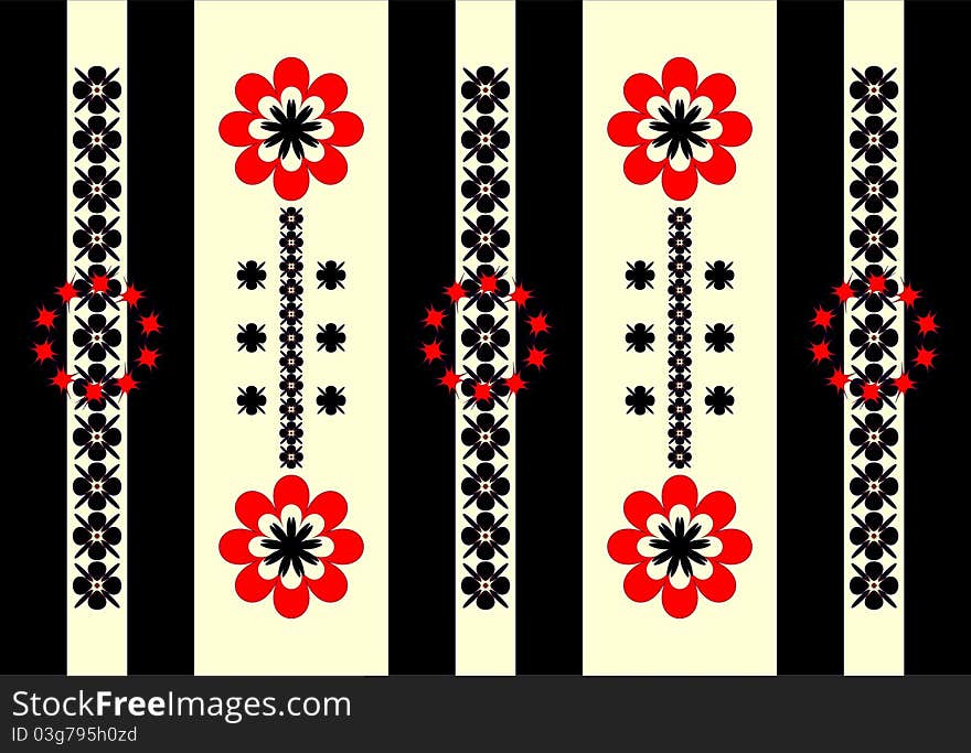 Pattern ornament vertical on yellow and black background