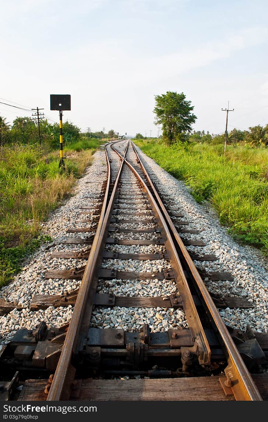 This railway is very long in Chonburi, Thailand. This railway is very long in Chonburi, Thailand.